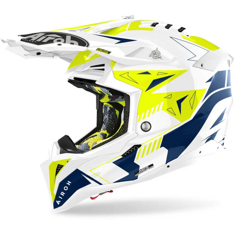 Casco Airoh Aviator 3 Spin Yellow/Blue Gloss