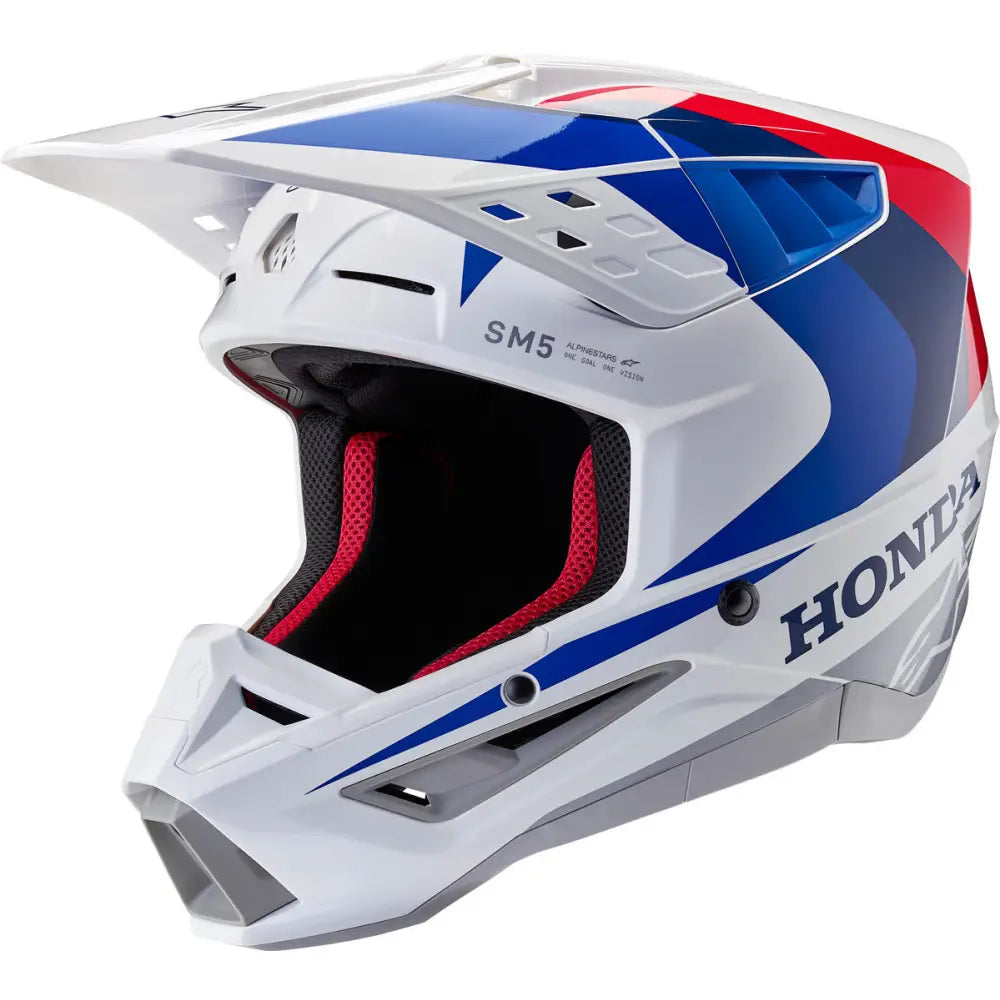 Casco Alpinestars Honda SM5 White/Blue/Red Glossy