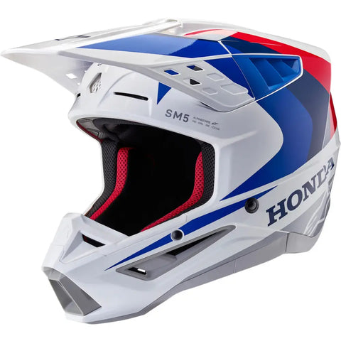 Casco Alpinestars Honda SM5 White/Blue/Red Glossy