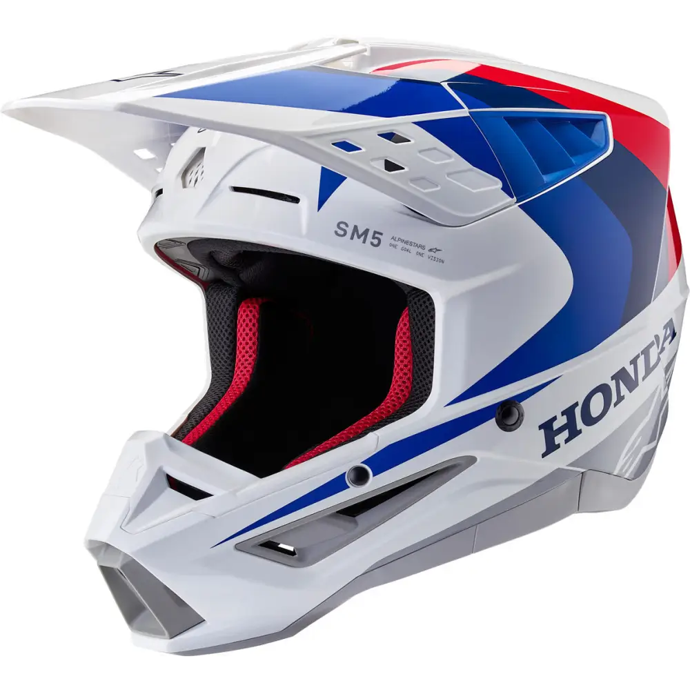 Casco Alpinestars Honda SM5 White/Blue/Red Glossy