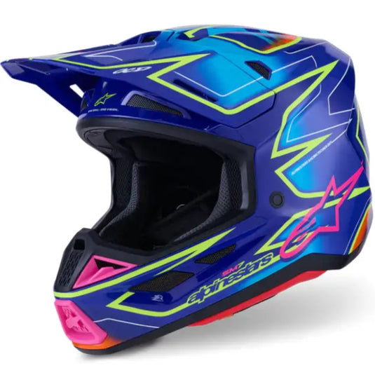 Casco Alpinestars S-M7 Cast Blue/Pink/Yellow Fluo Glossy