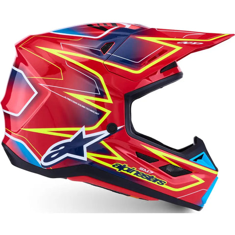Casco Alpinestars S-M7 Cast Red/Yellow Fluo/Blue Glossy