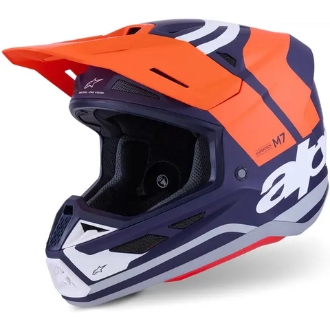 Casco Alpinestars S-M7 Core, Orange/Blue Matt