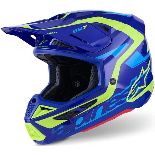 Casco Alpinestars S-M7 Deed Blue/Yellow Fluo Glossy
