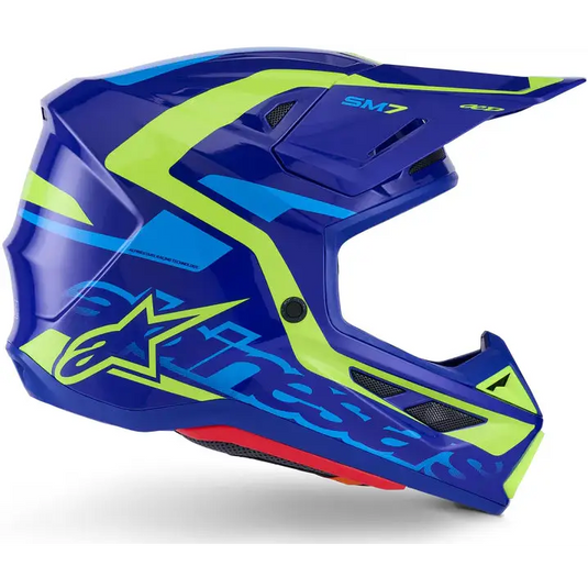 Casco Alpinestars S-M7 Deed Blue/Yellow Fluo Glossy