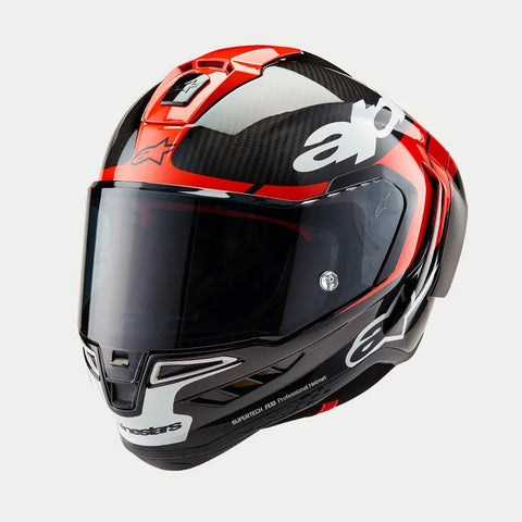 Casco Alpinestars Supertech R10 Element Black/Carbon Bright Red/White Glossy
