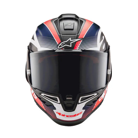 Casco Alpinestars Supertech R10 Team Black/Carbon Red Fluo/Blue Matte