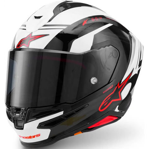 Casco Alpinestars Supertech R7 A-Core Black/White/Red Glossy