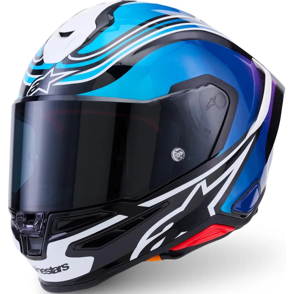 Casco Alpinestars Supertech R7 Zeal Black/Blue/Pink Fluo/White Glossy