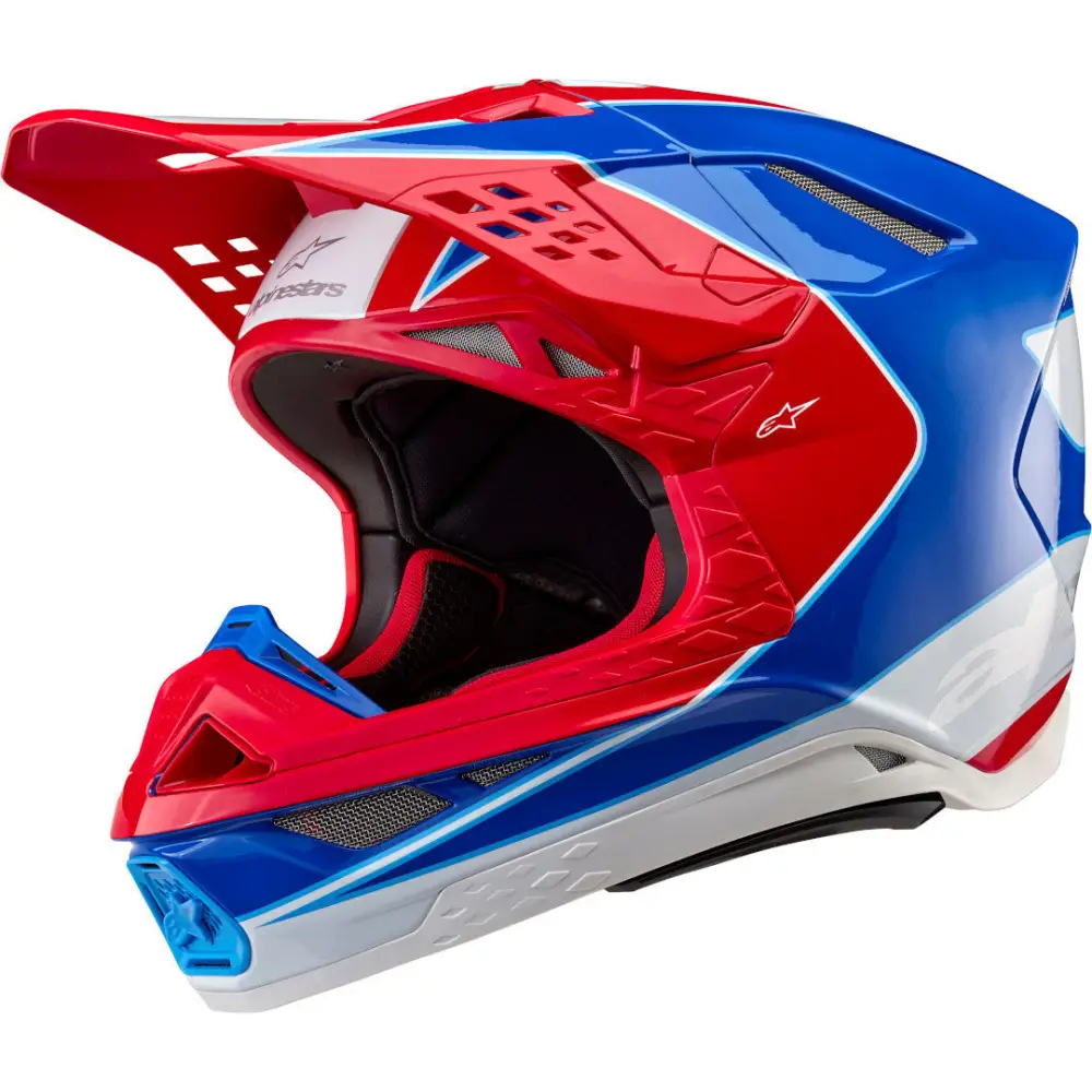 Casco Alpinestars Supertech S-M10 Bale Bright Red/Blue Glossy