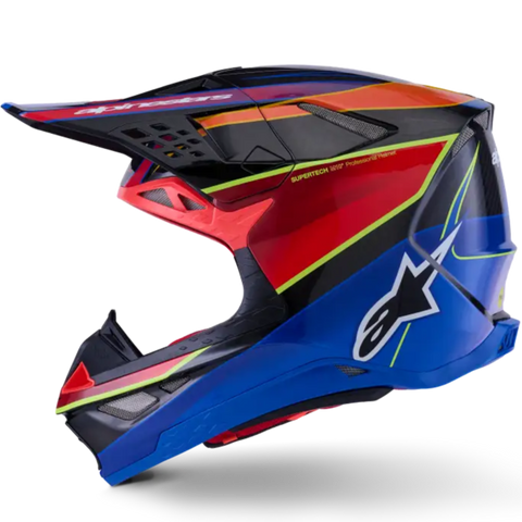 Casco Alpinestars Supertech S-M10 Era, Blue/Red/Yellow Fluo Glossy