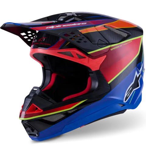 Casco Alpinestars Supertech S-M10 Era, Blue/Red/Yellow Fluo Glossy