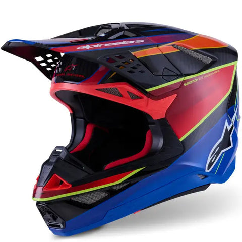 Casco Alpinestars Supertech S-M10 Era, Blue/Red/Yellow Fluo Glossy