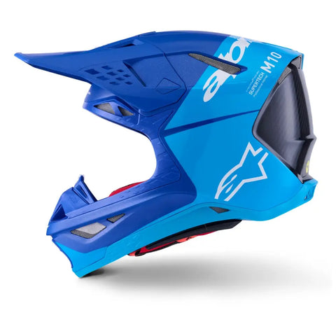 Casco Alpinestars Supertech S-M10 Flood, Met Blue/Med Blue/Black Carbon Matt & Glossy