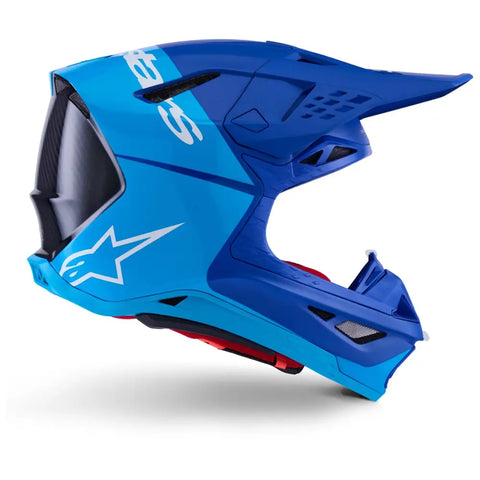 Casco Alpinestars Supertech S-M10 Flood, Met Blue/Med Blue/Black Carbon Matt & Glossy