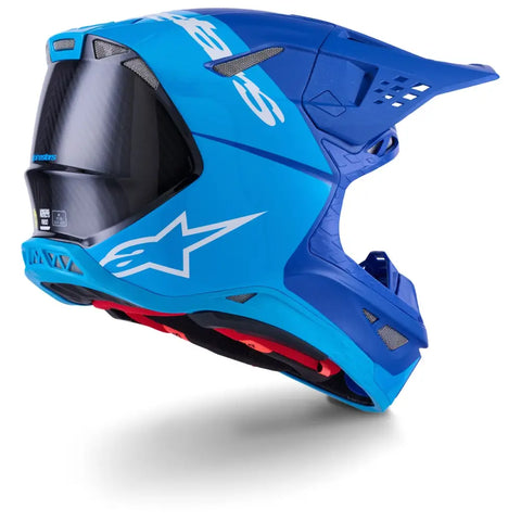 Casco Alpinestars Supertech S-M10 Flood, Met Blue/Med Blue/Black Carbon Matt & Glossy