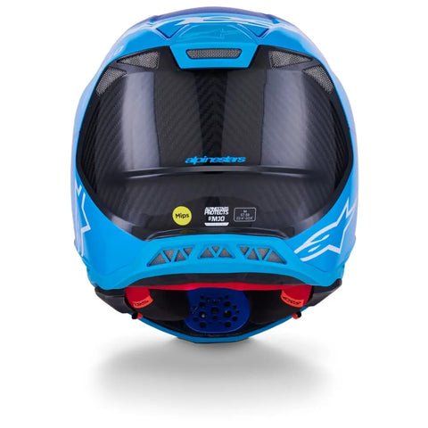Casco Alpinestars Supertech S-M10 Flood, Met Blue/Med Blue/Black Carbon Matt & Glossy