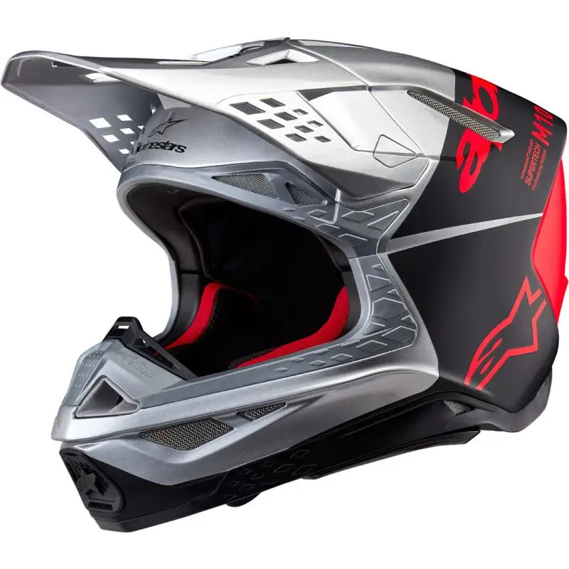 Casco Alpinestars Supertech S-M10 Flood, Silver/Black/Orange Fluo Matte & Glossy