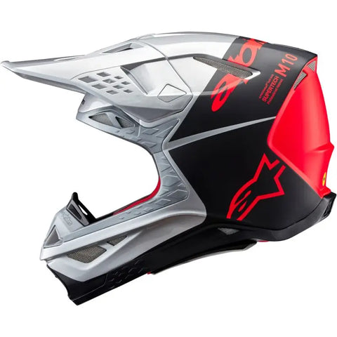Casco Alpinestars Supertech S-M10 Flood, Silver/Black/Orange Fluo Matte & Glossy