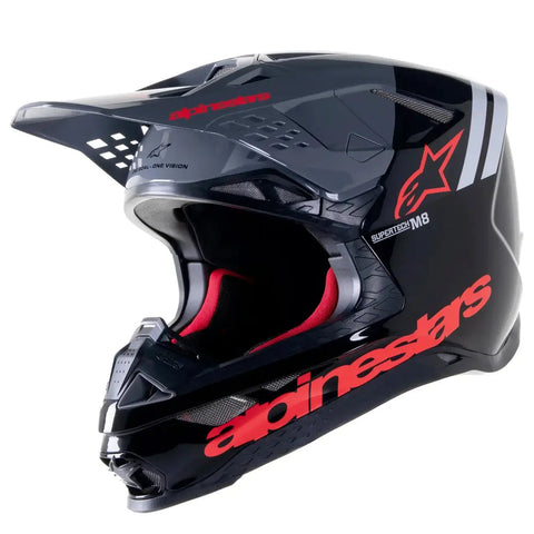 Casco Alpinestars Supertech S-M8 Radium 2 Black/Neon Red Glossy