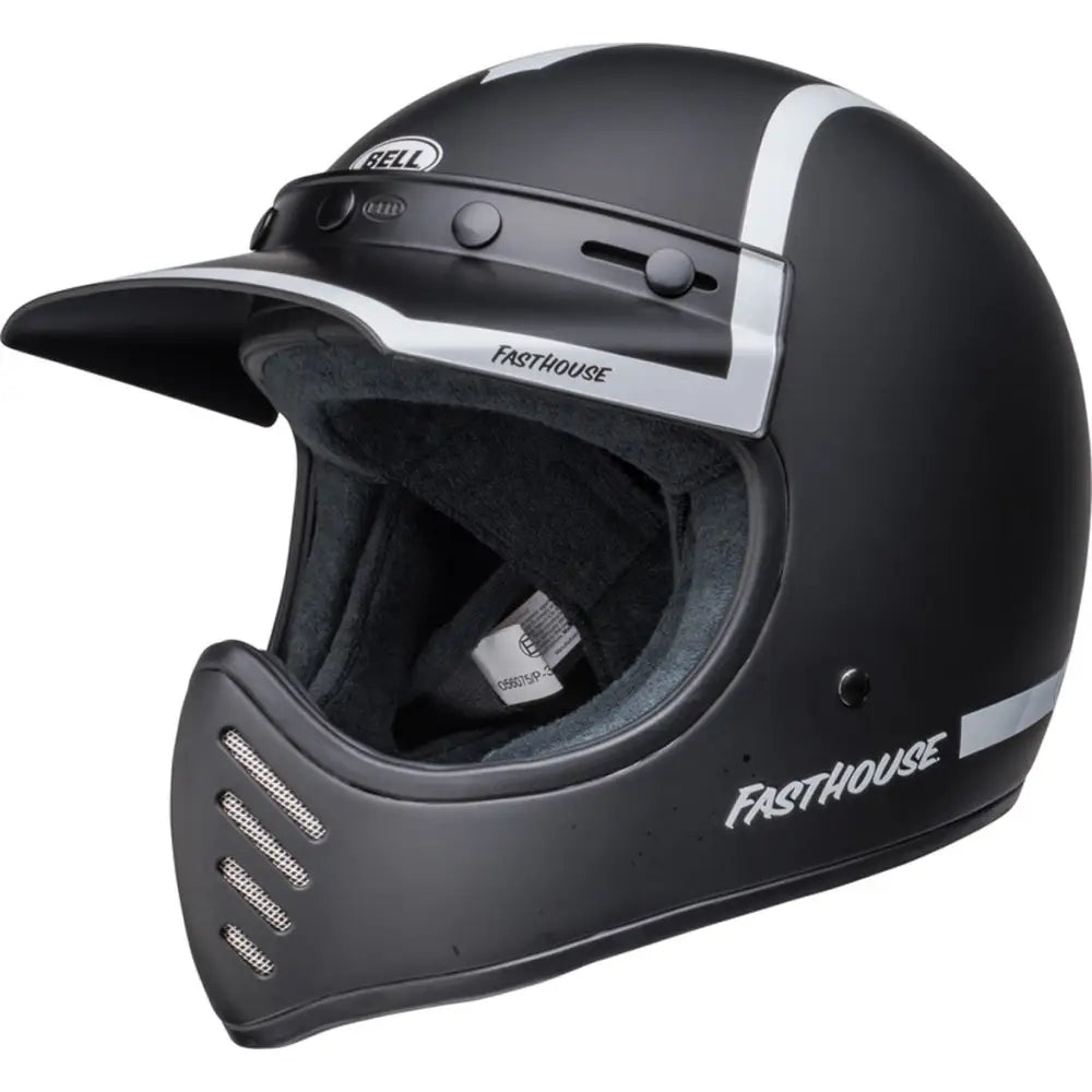 Casco Bell Moto-3 Fasthouse Old Road Matt-Black/Gloss-White ECE 22.06
