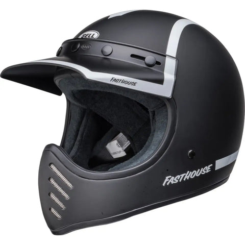 Casco Bell Moto-3 Fasthouse Old Road Matt-Black/Gloss-White ECE 22.06