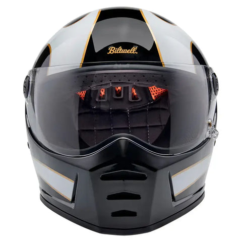 Casco Biltwell Lane Splitter ECE 22.06, Gloss Black/White Flames