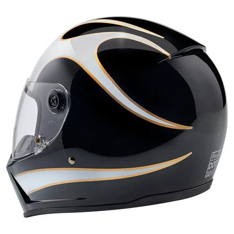 Casco Biltwell Lane Splitter ECE 22.06, Gloss Black/White Flames