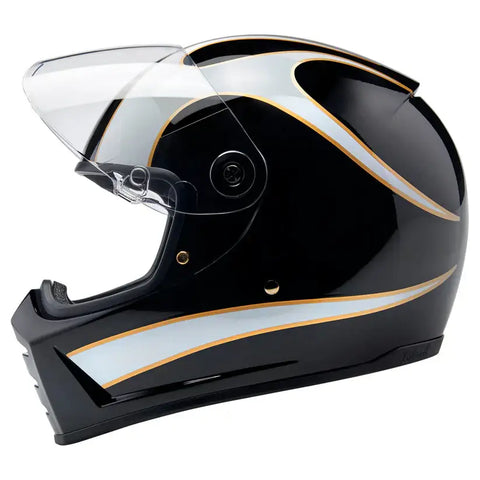 Casco Biltwell Lane Splitter ECE 22.06, Gloss Black/White Flames
