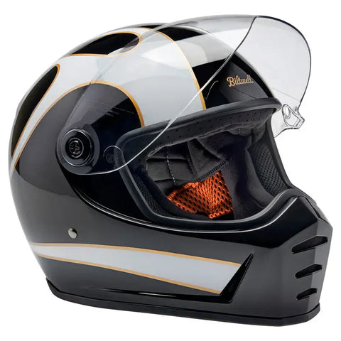 Casco Biltwell Lane Splitter ECE 22.06, Gloss Black/White Flames