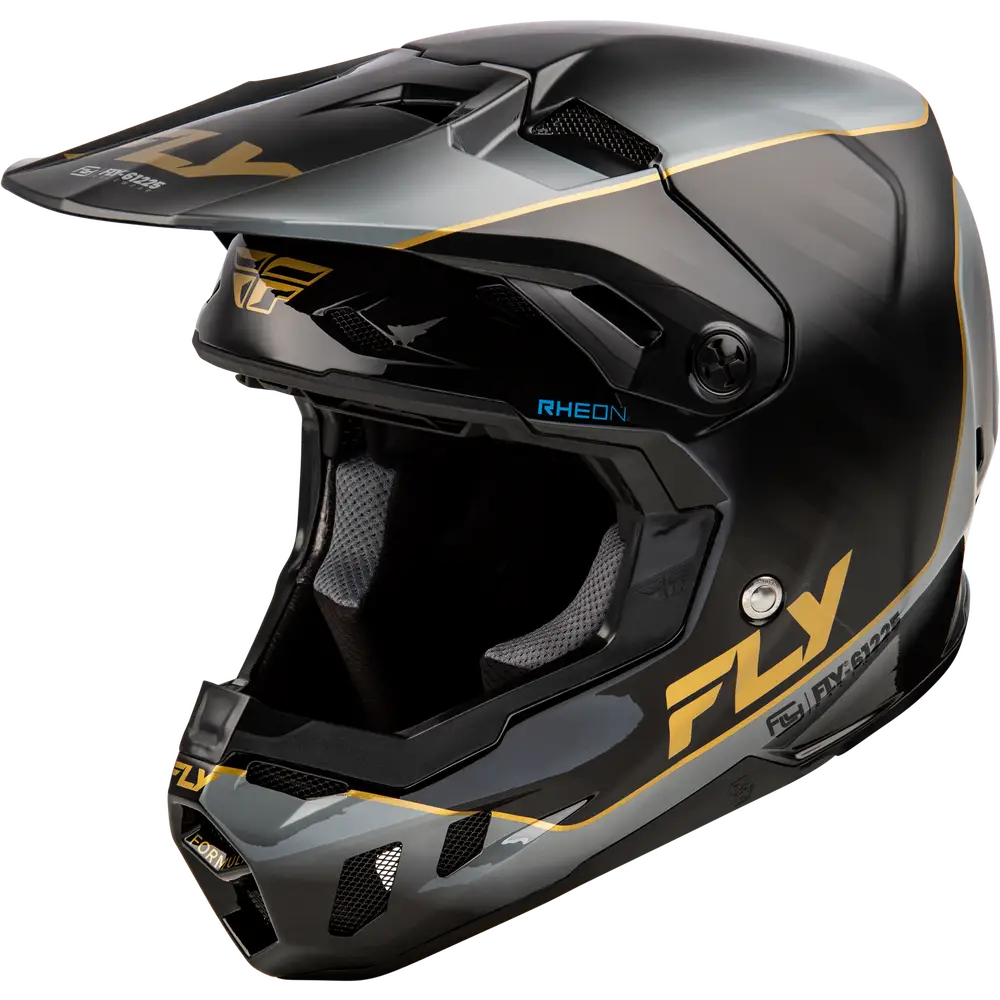 Casco para Niño Fly Racing Youth Formula CC Underglow Black/Grey/Gold