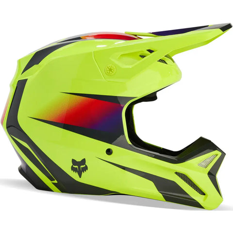 Casco Fox Racing V1 Flora Yellow/Black ECE 22.06