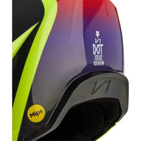 Casco Fox Racing V1 Flora Yellow/Black ECE 22.06