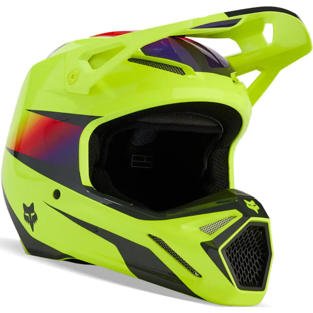 Casco Fox Racing V1 Flora Yellow/Black ECE 22.06