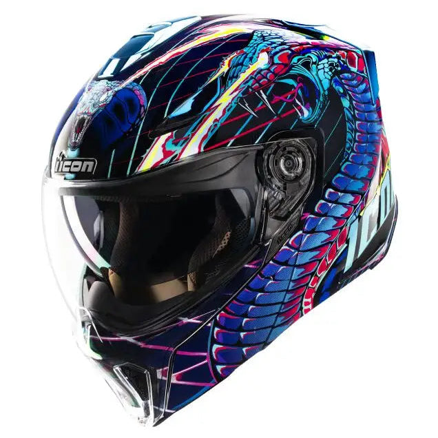 Casco Icon Threshold Synthwave Lazer Cobra Blue