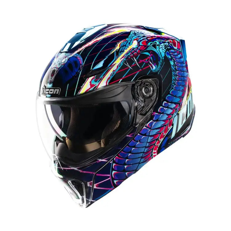 Casco Icon Threshold Synthwave Lazer Cobra Blue
