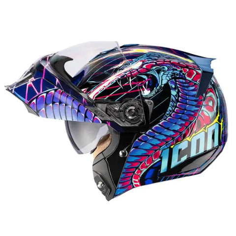 Casco Icon Threshold Synthwave Lazer Cobra Blue