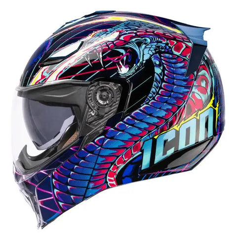 Casco Icon Threshold Synthwave Lazer Cobra Blue