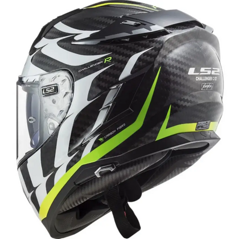 Casco LS2 FF327 Challenger Carbon Flames White/Hi Viz Yellow