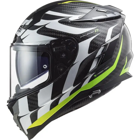 Casco LS2 FF327 Challenger Carbon Flames White/Hi Viz Yellow