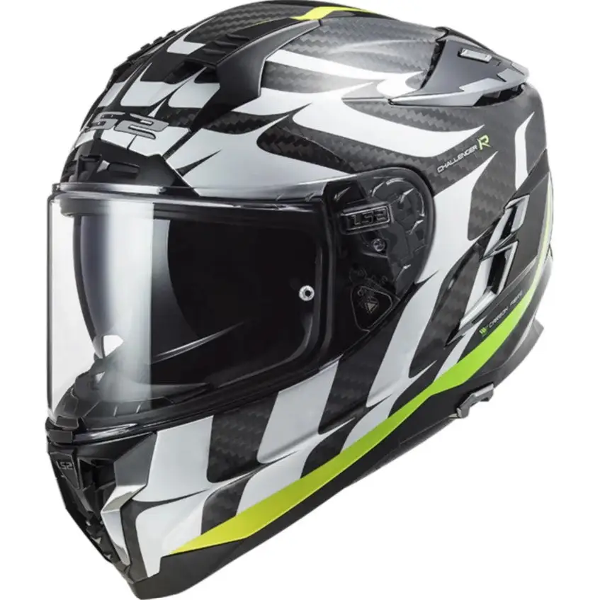 Casco LS2 FF327 Challenger Carbon Flames White/Hi Viz Yellow