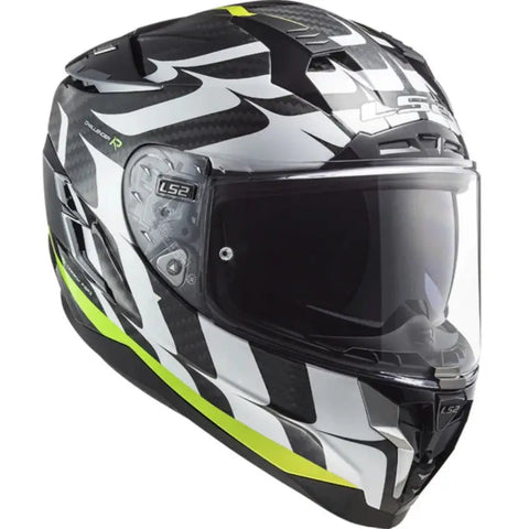 Casco LS2 FF327 Challenger Carbon Flames White/Hi Viz Yellow