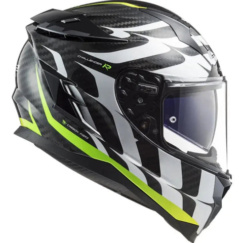 Casco LS2 FF327 Challenger Carbon Flames White/Hi Viz Yellow