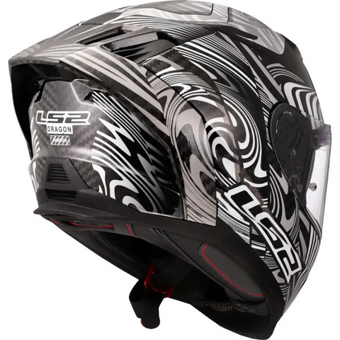 Casco LS2 FF807 Dragon Carbon Enthum Silver/White