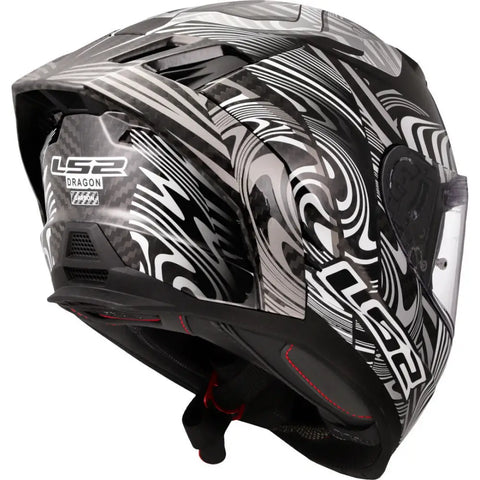 Casco LS2 FF807 Dragon Carbon Enthum Silver/White