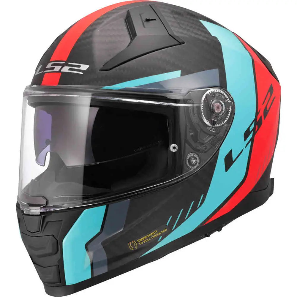 Casco LS2 FF811 Vector II Carbon Grid Red Matt/Turquoise