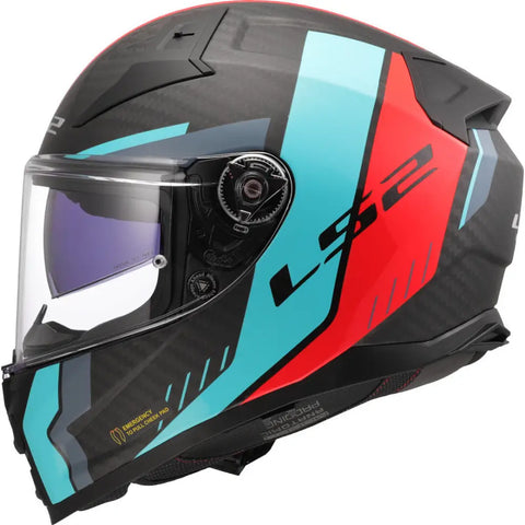 Casco LS2 FF811 Vector II Carbon Grid Red Matt/Turquoise
