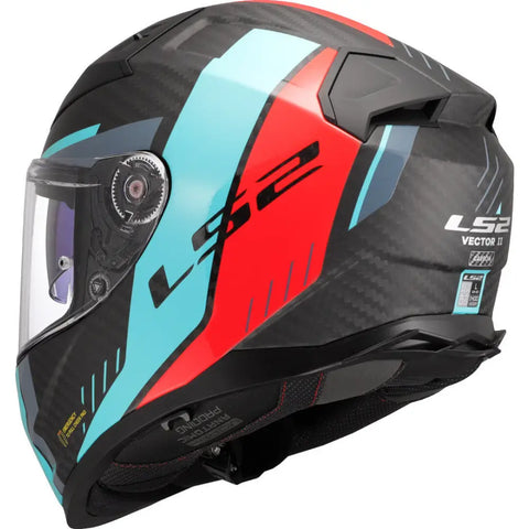 Casco LS2 FF811 Vector II Carbon Grid Red Matt/Turquoise