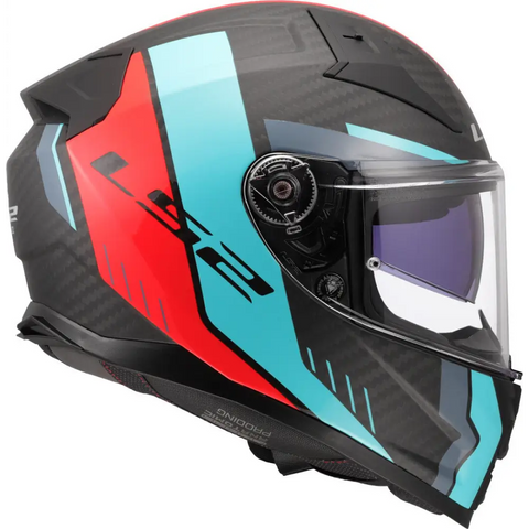 Casco LS2 FF811 Vector ll Carbon Grid Red Matt/Turquoise