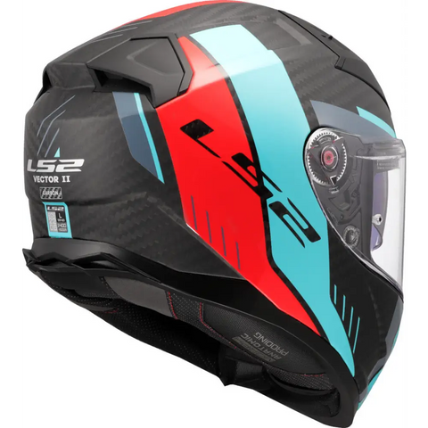 Casco LS2 FF811 Vector ll Carbon Grid Red Matt/Turquoise